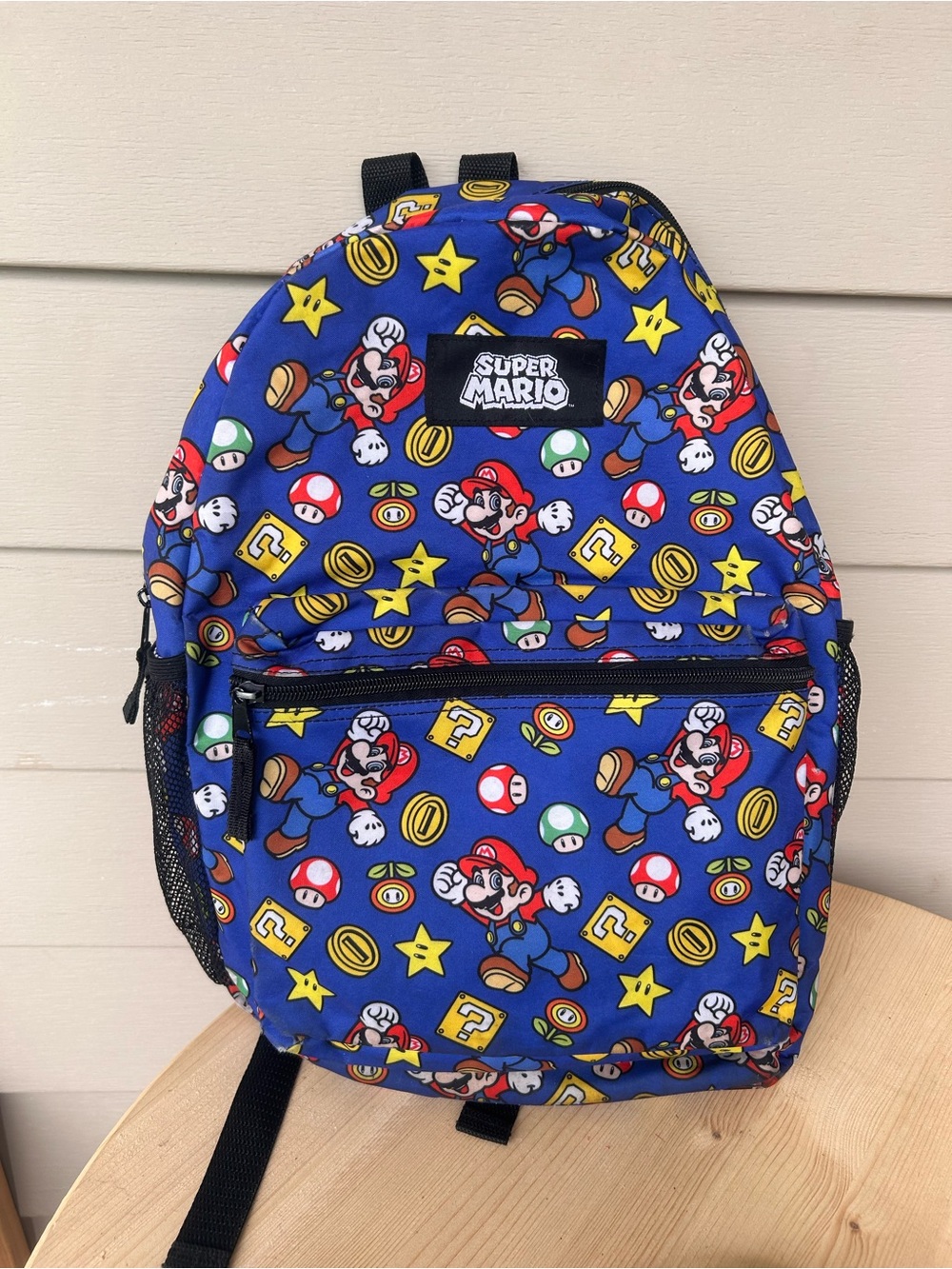 Nintendo Super Mario Kids Backpack - Blue with Red, Yellow, Green Accents